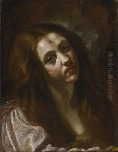 A Study Of A Woman, Head And Shoulders, Possibly Saint Mary Magdalene by Orazio Borgianni