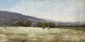 Figures In Landscape (looking East Towards Monrovia, Ca) by Gutzon (John-Gutzon-Mothe) Borglum
