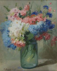 Natura Morta Con Vaso Di Fiori (+ Another, Smllr; 2 Works) by Romeo Borgognoni