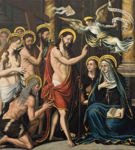 Christ Presenting The Redeemed Patriarchs To The Virgin Mary And Saint John The Evangelist by Juan de Borgona the Elder