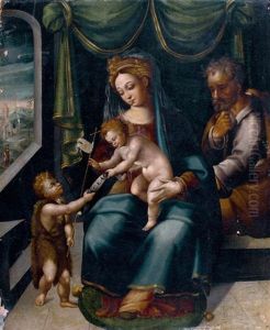 La Vierge A L'enfant Avec Saint Joseph Et Sain Jean-baptiste by Juan de Borgona the Elder