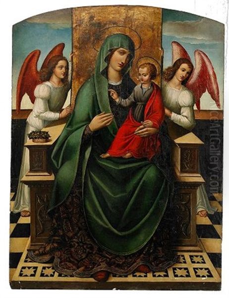 Maria Och Jesusbarnet Omgiven Av Anglar - view 1