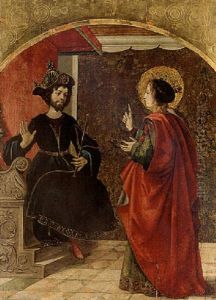 Saint Catherine Before The Emperor Maxentius by Juan de Borgona the Younger
