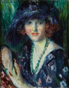 The Blue Feathered Hat by Adolphe Borie