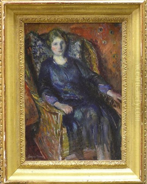 Portrait Of A Seated Lady In A Wicker Chair - view 1
