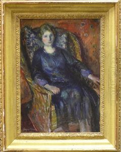 Portrait Of A Seated Lady In A Wicker Chair