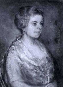 Portrait Of A Woman In A Yellow Dress With Red Flowers On The Bodice