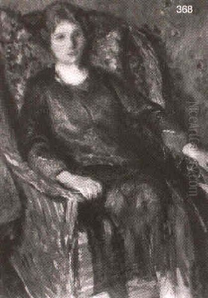 Lady Seated In A Wicker Chair - view 1