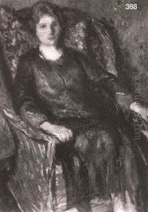 Lady Seated In A Wicker Chair by Adolphe Borie