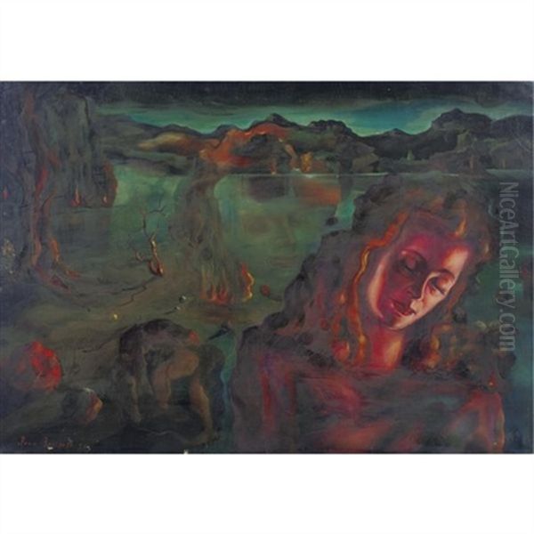 Woman In Surrealist Landscape - view 1