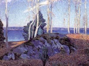 Svensk Landskab Med Udsigt Over So, I Baggrunden Skov by Gunnar Borjeson