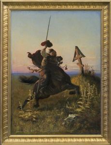 Cossack On Steppes by Alfons Dunin Borkowski
