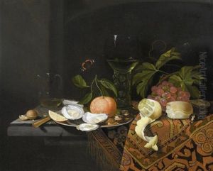 Fruchtestilleben Mit Austern Und Silberplatte by Johannes Borman