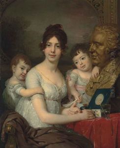 Portrait Of Countess Liubov Il'inichna Kusheleva, Nee Bezborodko (1783-1809) With Children Aleksandr (1800-1855) And Grigorii (1801-1855) by Vladmir Lukich Borovikovsky