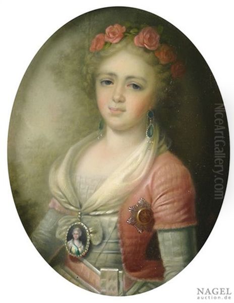 Portrait Der Alexandra Pawlowna Romanowa, Grosfurstin Von Russland Als Halbfigur Vor Landschaftshintergrund - view 1