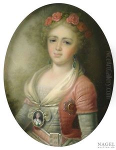 Portrait Der Alexandra Pawlowna Romanowa, Grosfurstin Von Russland Als Halbfigur Vor Landschaftshintergrund