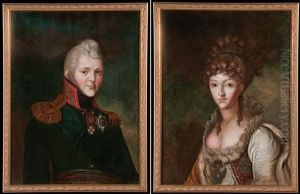 Portrait Of Emperor Alexander I (+ His Consort Empress Elizaveta Alekseevna; Pair) by Vladmir Lukich Borovikovsky