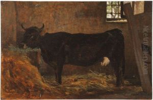 Mucchina Nera Nella Stalla by Odoardo Borrani