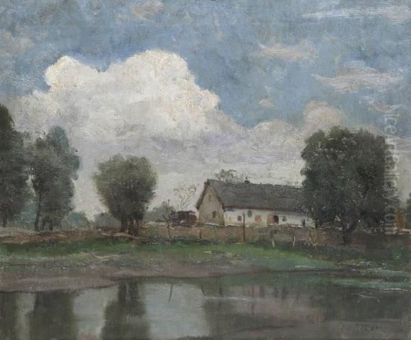 Hongaars Landschap Met Boerderij Aan Het Water - view 1