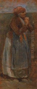 An Old Lady Praying by Odoardo Borrani