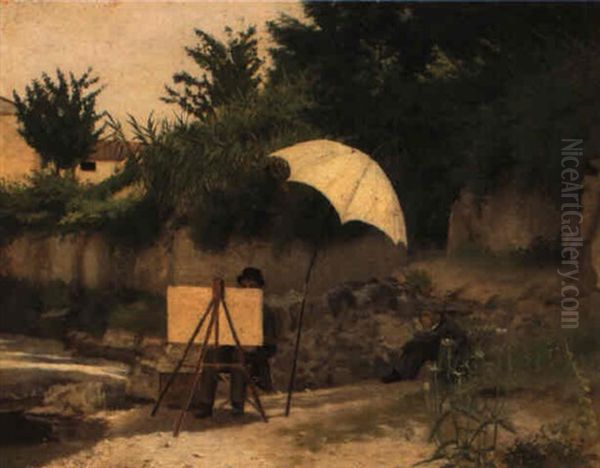 Silvestro Lega Che Dipinge Sul Mugnone - view 1