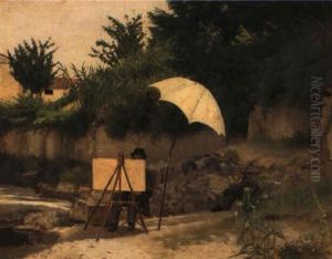 Silvestro Lega Che Dipinge Sul Mugnone by Odoardo Borrani