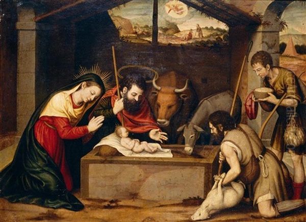 The Adoration Of The Shepherds, With The Annunciation To The Shepherds Beyond - view 1