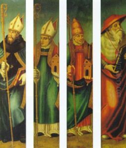 Los Cuatro Padres De La Iglesia: San Jeronimo, San Gregorio, San Agustin Y San Ambrosio by Nicolas Borras