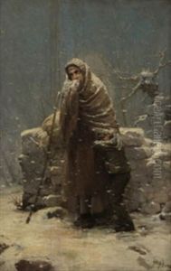 Figura En La Nieve by Pedro Borrell del Caso