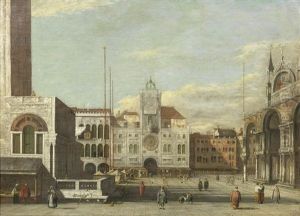 The Piazzetta, Venice, Looking Towards The Torre Dell'orologio by Giuseppe Borsato