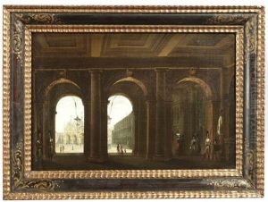 Blick Durch Die Arkaden Der Ala Novissima Auf Die Piazza Und Basilica Di San Marco In Venedig by Giuseppe Borsato