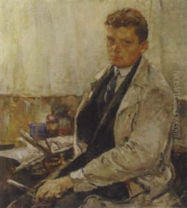 Bildnisstudie (selbstbildnis?) by Karl Borschke