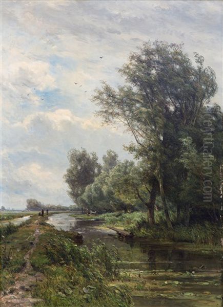 A Summer Day With Figures On A Dike - view 1