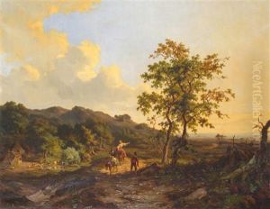 Landscape With Travellers On A Road