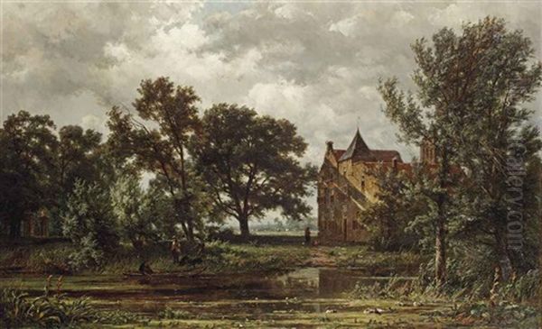 Figures By The Manor House S Heeraartsberg, Bergambacht (with Preliminary Study; 2 Works) - view 1