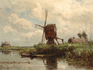 Mill And Farm By The Water by Jan Willem Van Borselen