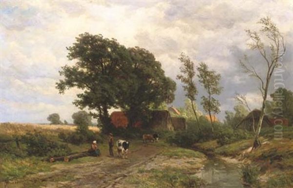 Farmers On A Path Near A Village - view 1