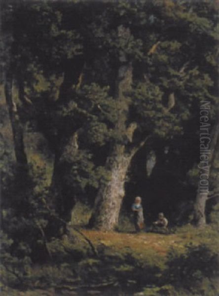 Waldlichtung Mit Resigsammelnden Kindern - view 1