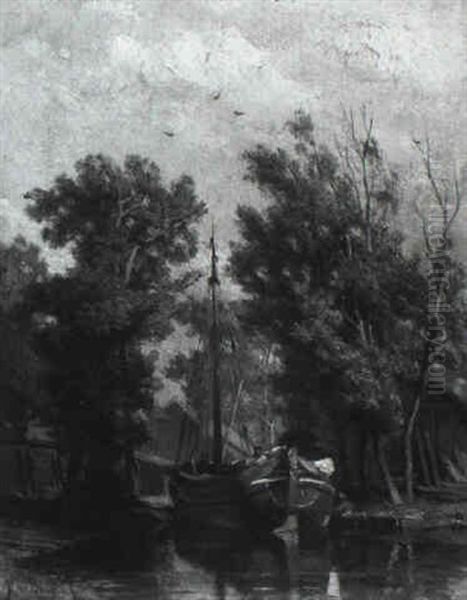 A Sailing Boat Moored By A Shipyard - view 1