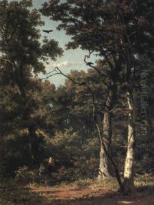 Faggot Gatherers In A Forest Clearing by Jan Willem Van Borselen