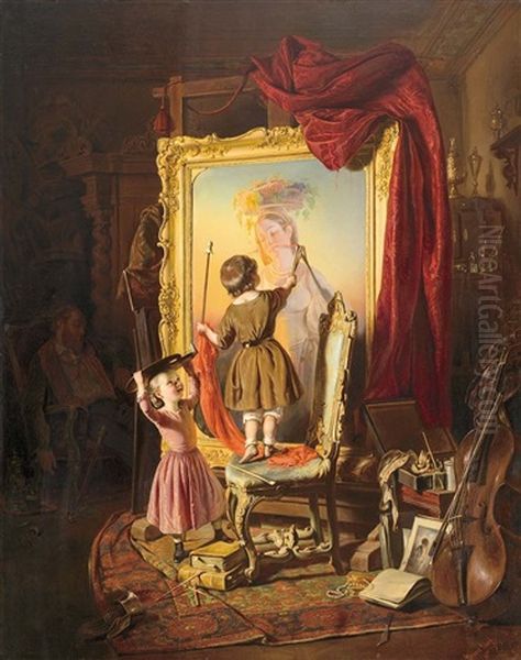 The Painter's Dream (little Painter, Garage In The Studio, Little Artist, Studio) by Jozsef Borsos