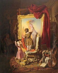 The Painter's Dream (little Painter, Garage In The Studio, Little Artist, Studio) by Jozsef Borsos