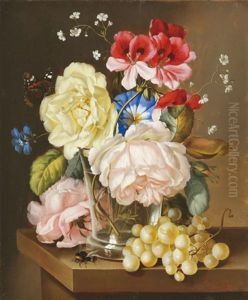 Flower Still-life With Butterfly
