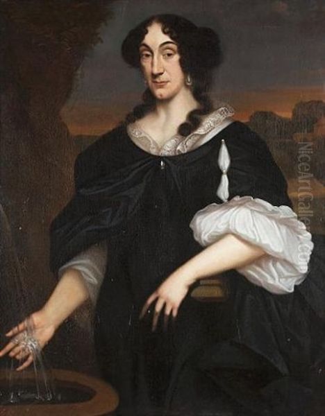 Portrait Of A Lady, Three-quarter-length, In A Black Dress With A White Lace Collar - view 1
