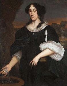 Portrait Of A Lady, Three-quarter-length, In A Black Dress With A White Lace Collar by Pieter Borsseler