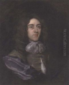 Portrait Of A Gentleman In A Grey Coat, Blue Robe, And Lace Cravat by Pieter Borsseler