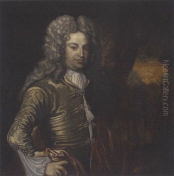 Portrait Of A Gentleman In A Green Coat And Red Cloak, In A Landscape - view 1