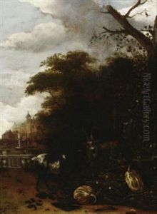 Gartenlandschaft Mit Ziegen by Anthonie Van Borssom