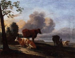 A Landscape With Cattle And A Milkmaid Near A Path A Landscape With Cattle And A Milkmaid Near A Path