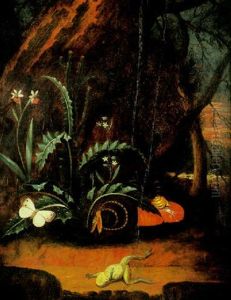 Nature Morte Au Serpent Et A La Grenouille by Anthonie Van Borssom